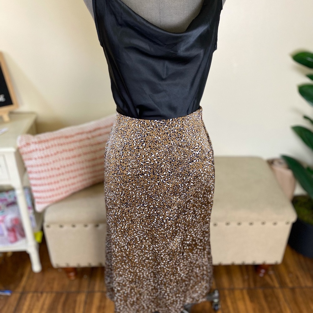 Women’s animal print midi skirt with side slit